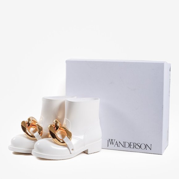 JW Anderson White Rubber Chain Embellished Ankle Boots - Picture 10 of 10